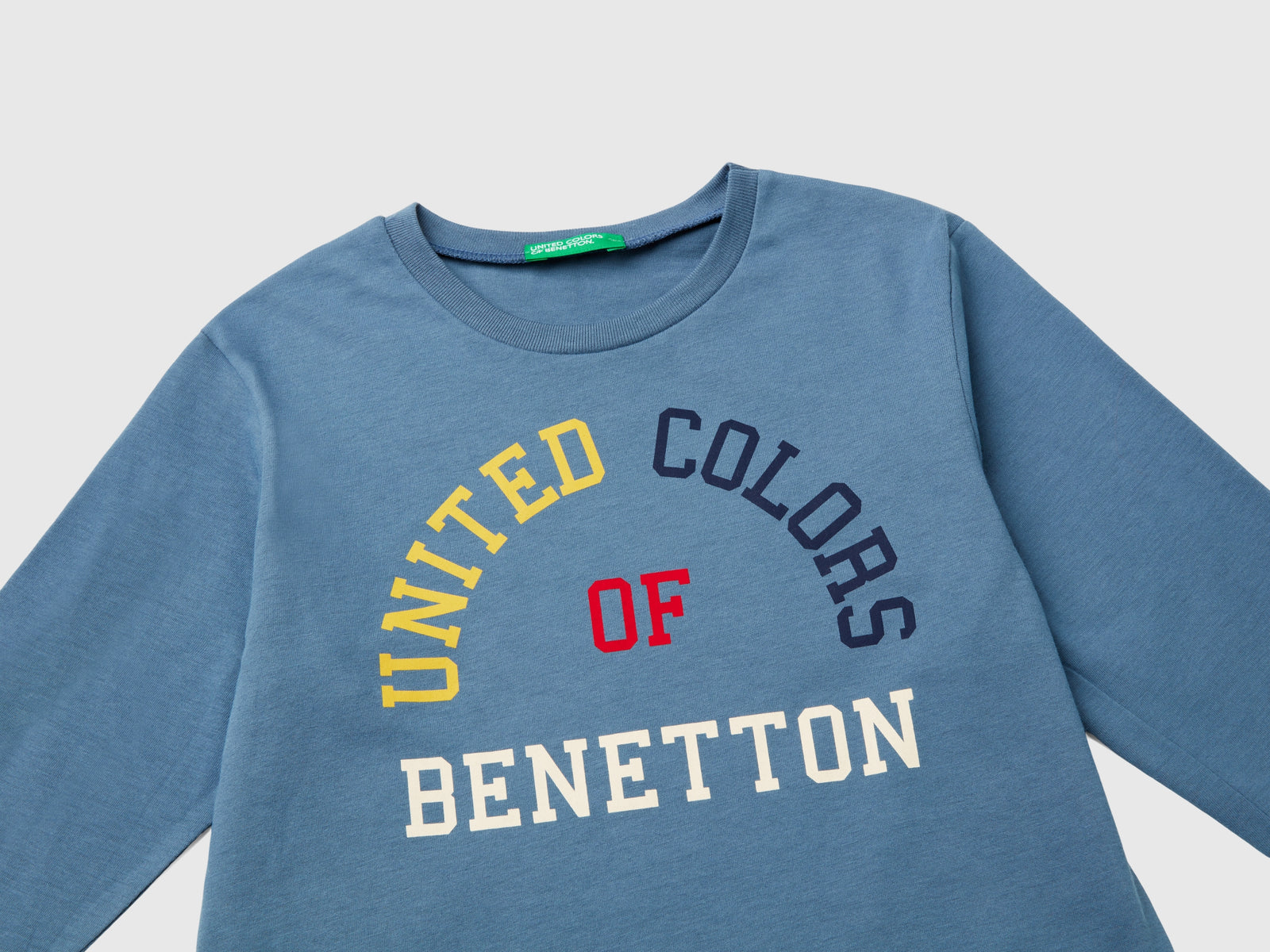 Maglietta girocollo in caldo cotone bio da bimbo avio 3 | Benetton Outlet