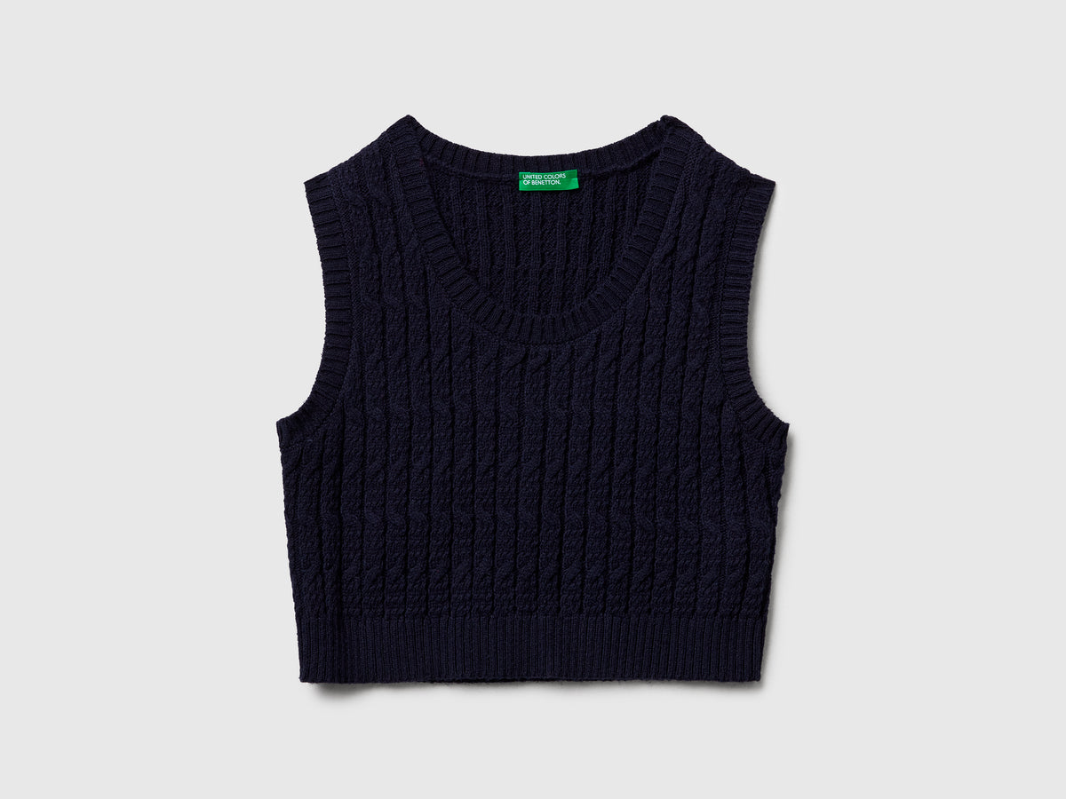 Gilet in maglia con trecce