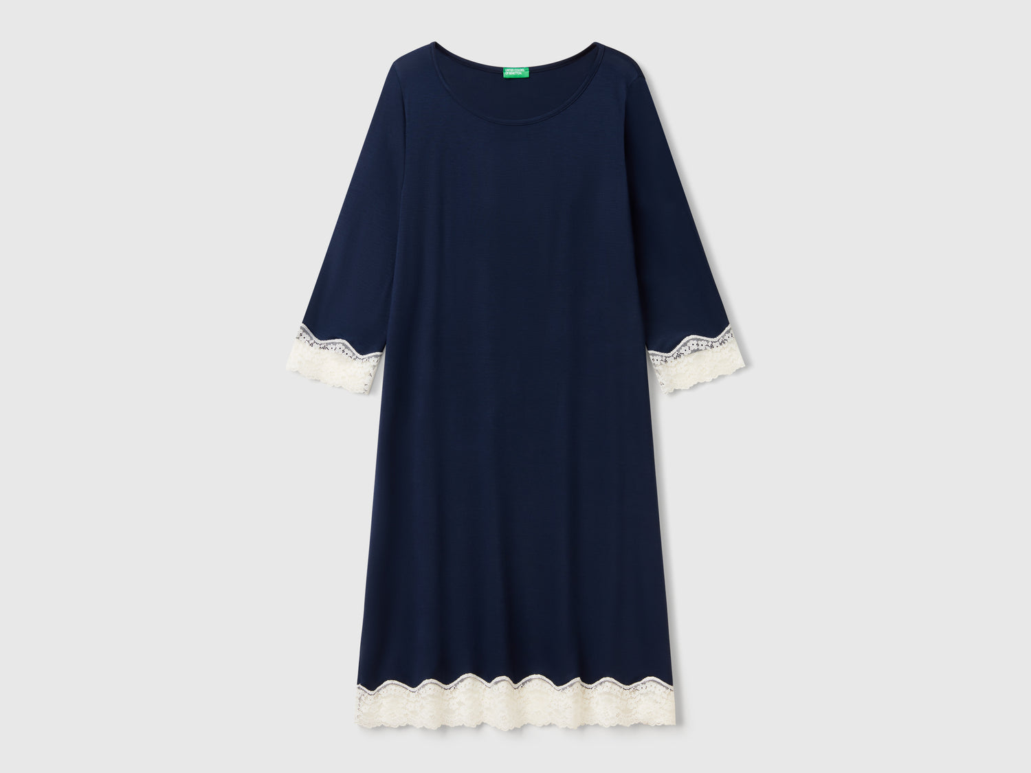Camicia da notte con dettagli in pizzo da donna blu scuro | Benetton Outlet