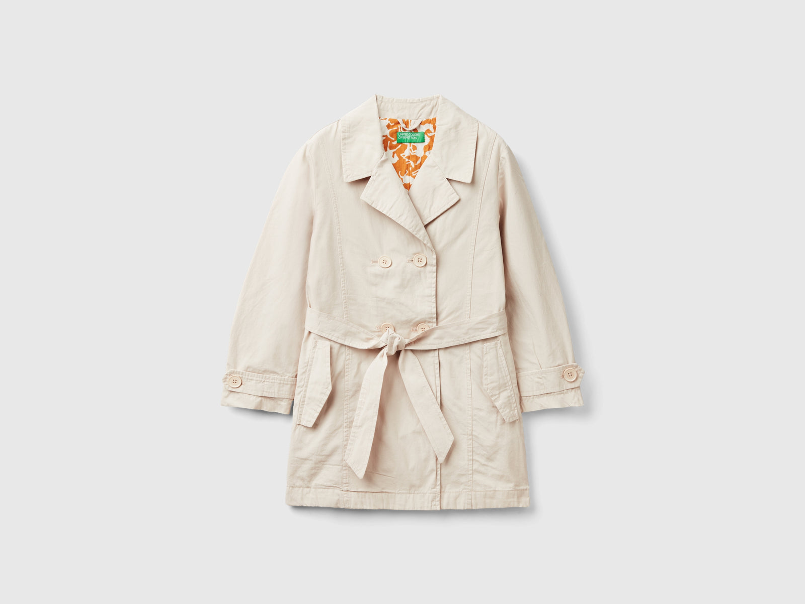 Trench doppiopetto da bambina beige | Benetton Outlet