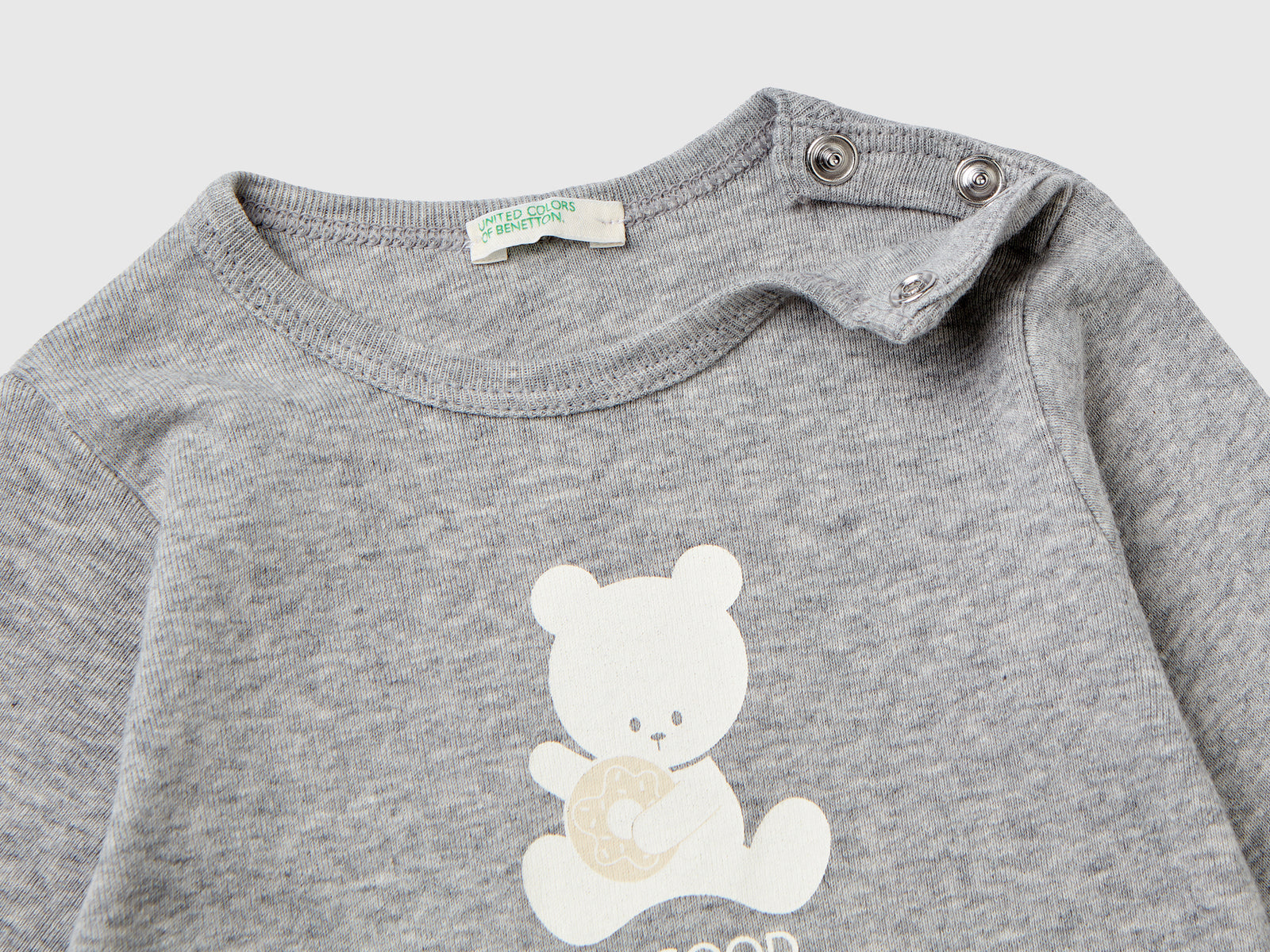 T-shirt manica lunga 100% cotone bio da neonato grigio chiaro 2 | Benetton Outlet
