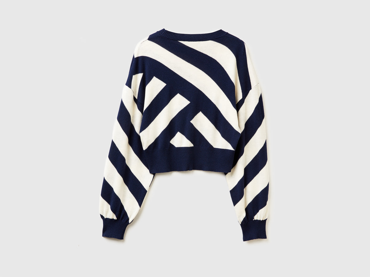 Maglia cropped a righe regimental