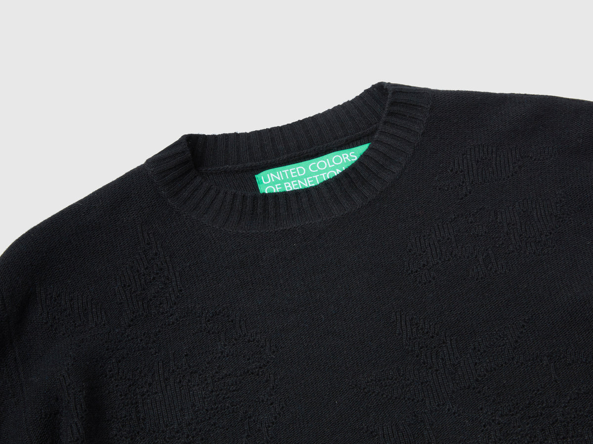 Maglia con disegni floreali in misto cashmere