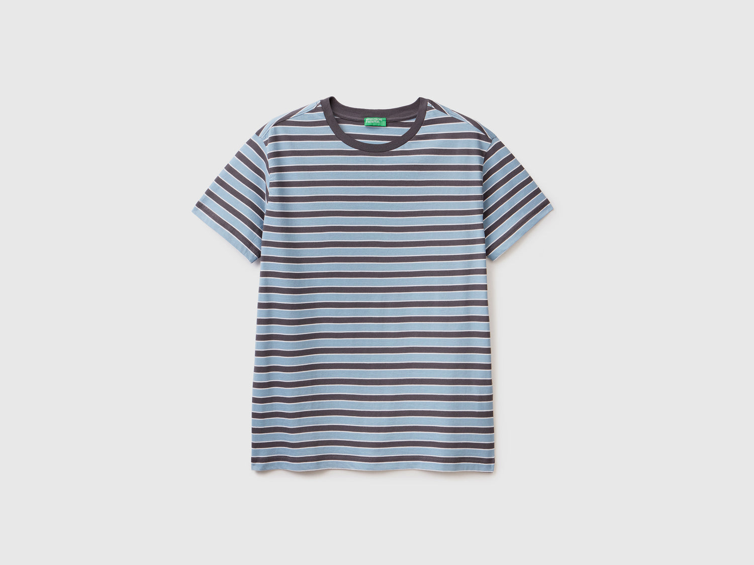 T-shirt a righe 100% cotone da uomo azzurro | Benetton Outlet