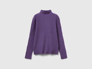 Maglia con collo alto a costine