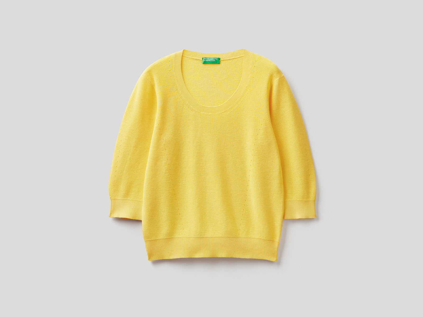 Maglioncino in cotone tricot da donna giallo | Benetton Outlet