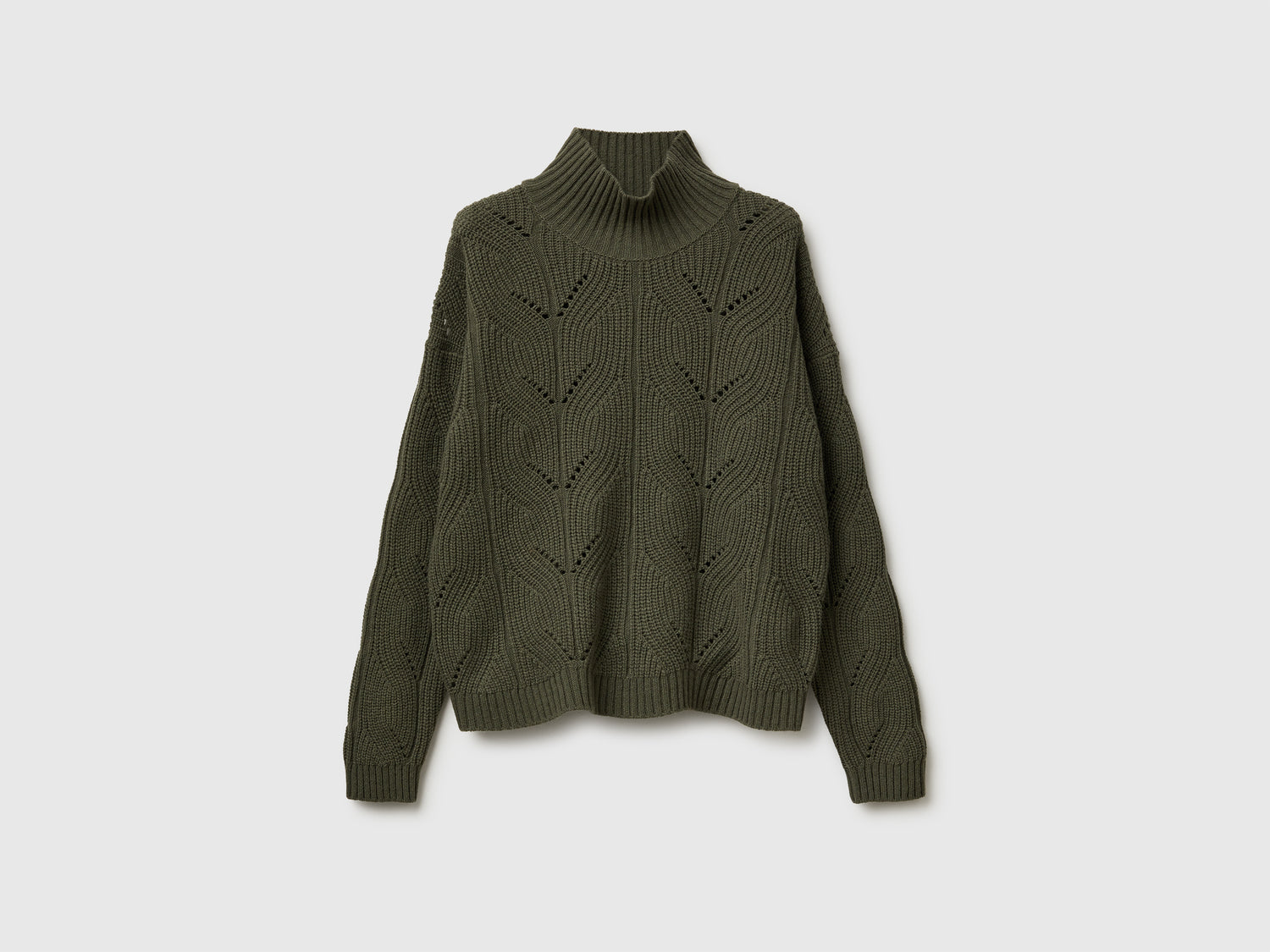 Dolcevita lavorato in misto lana da donna verde militare | Benetton Outlet