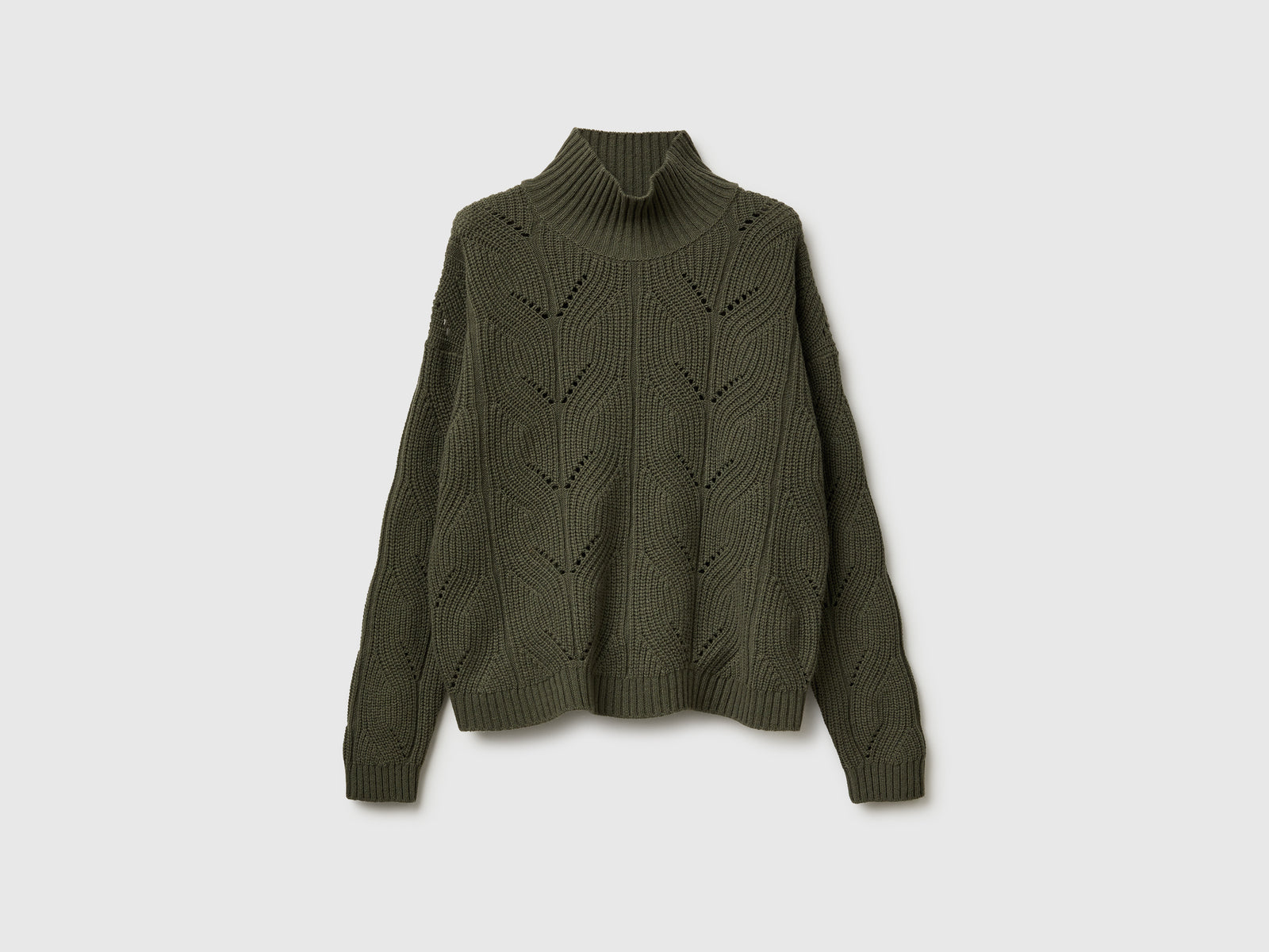 Dolcevita lavorato in misto lana da donna verde militare | Benetton Outlet