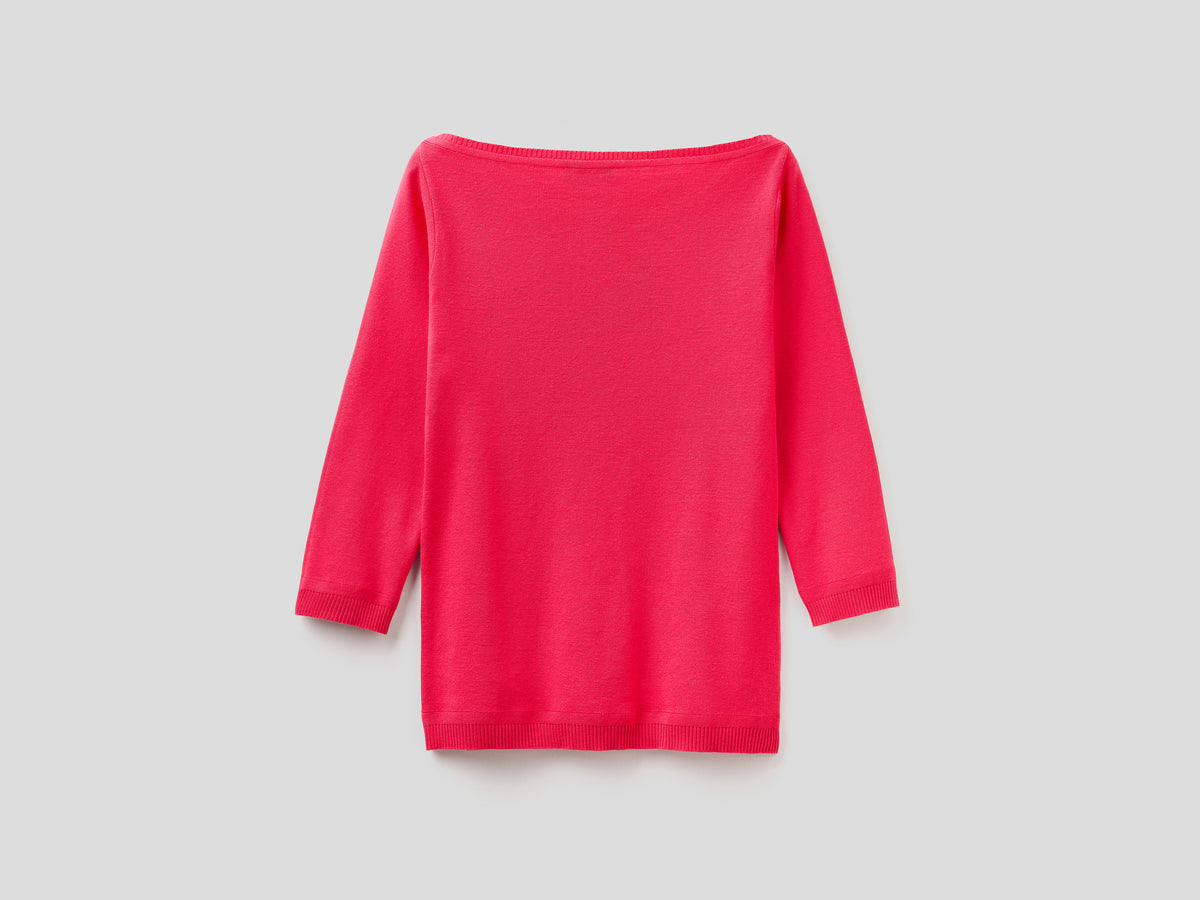 Maglia 100% cotone con scollo a barchetta