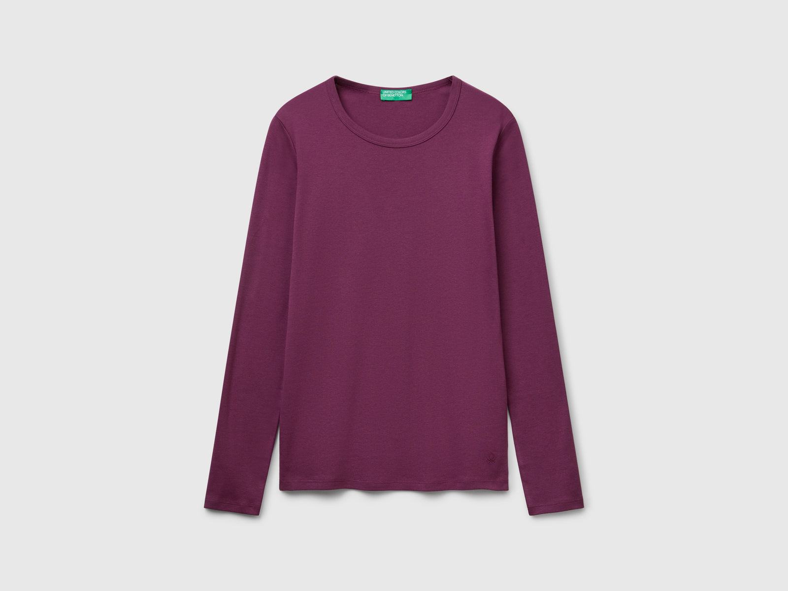 T-shirt manica lunga 100% cotone da donna prugna | Benetton Outlet
