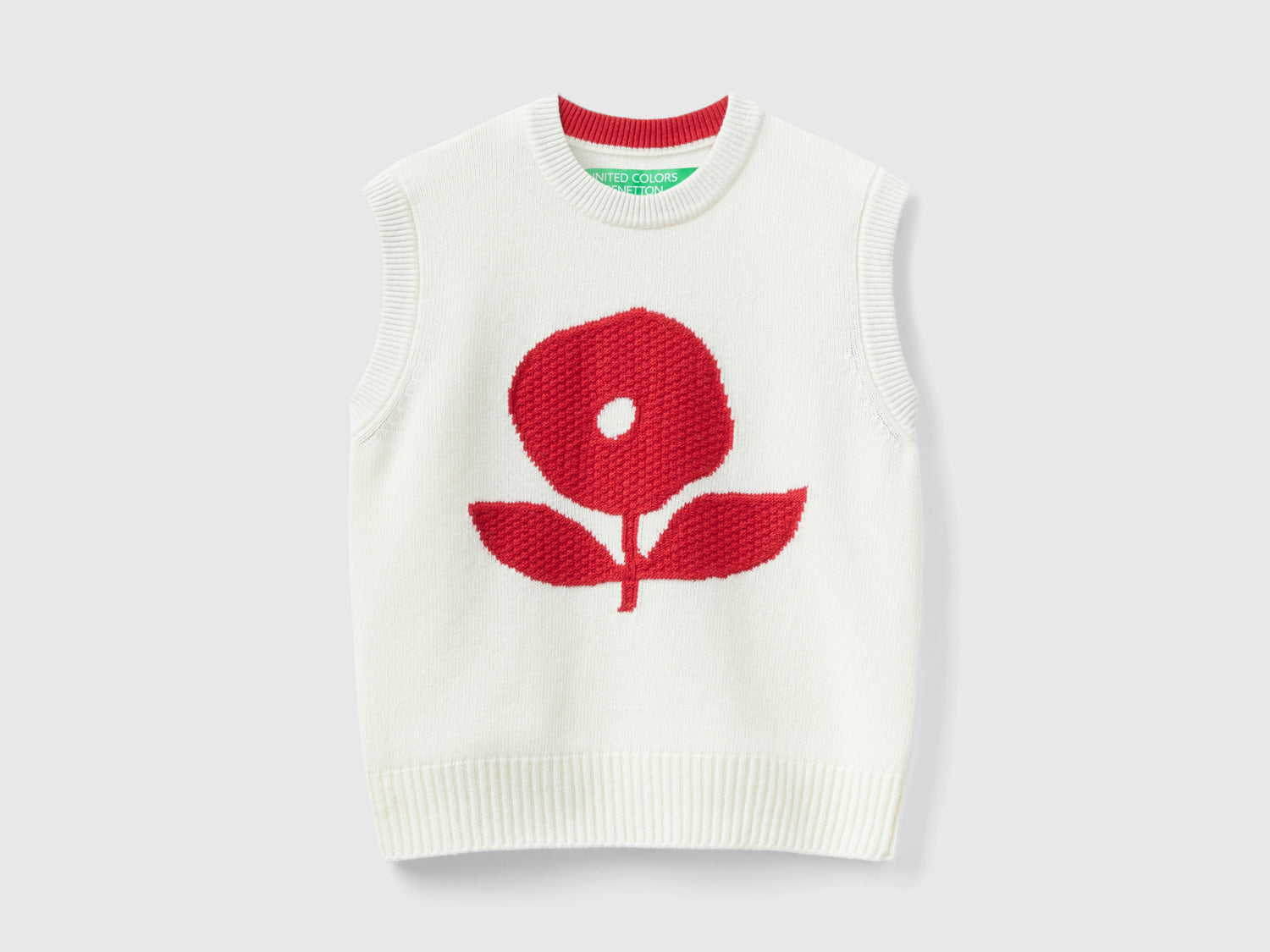 Gilet con intarsio floreale da donna bianco | Benetton Outlet