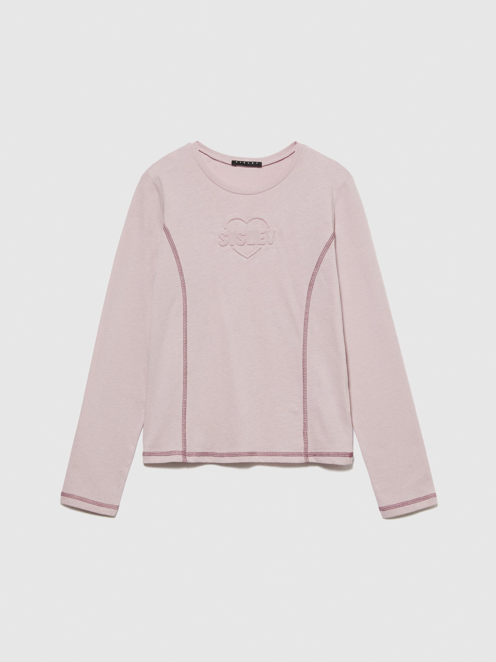 T-shirt con stampa a rilievo da bambina rosa | Sisley young Outlet