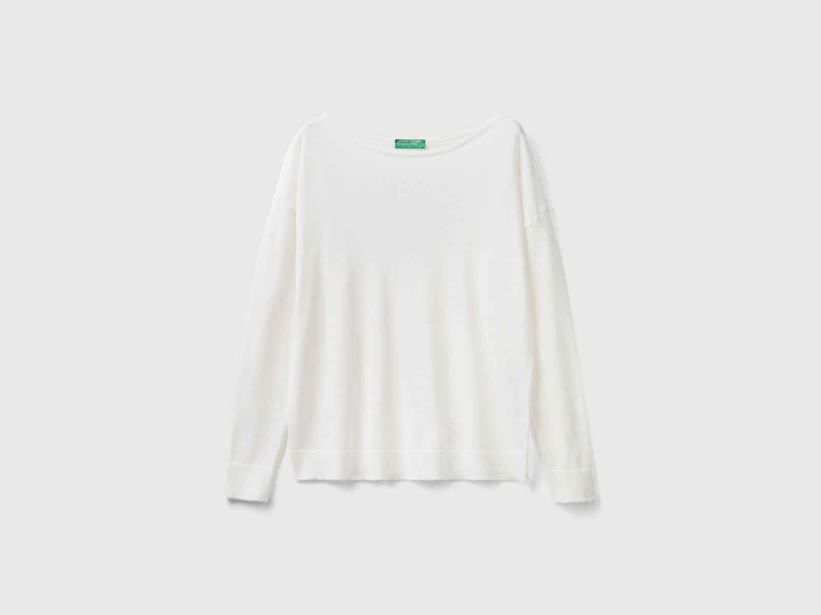 Maglia con scollo a barchetta da donna bianco panna | Benetton Outlet