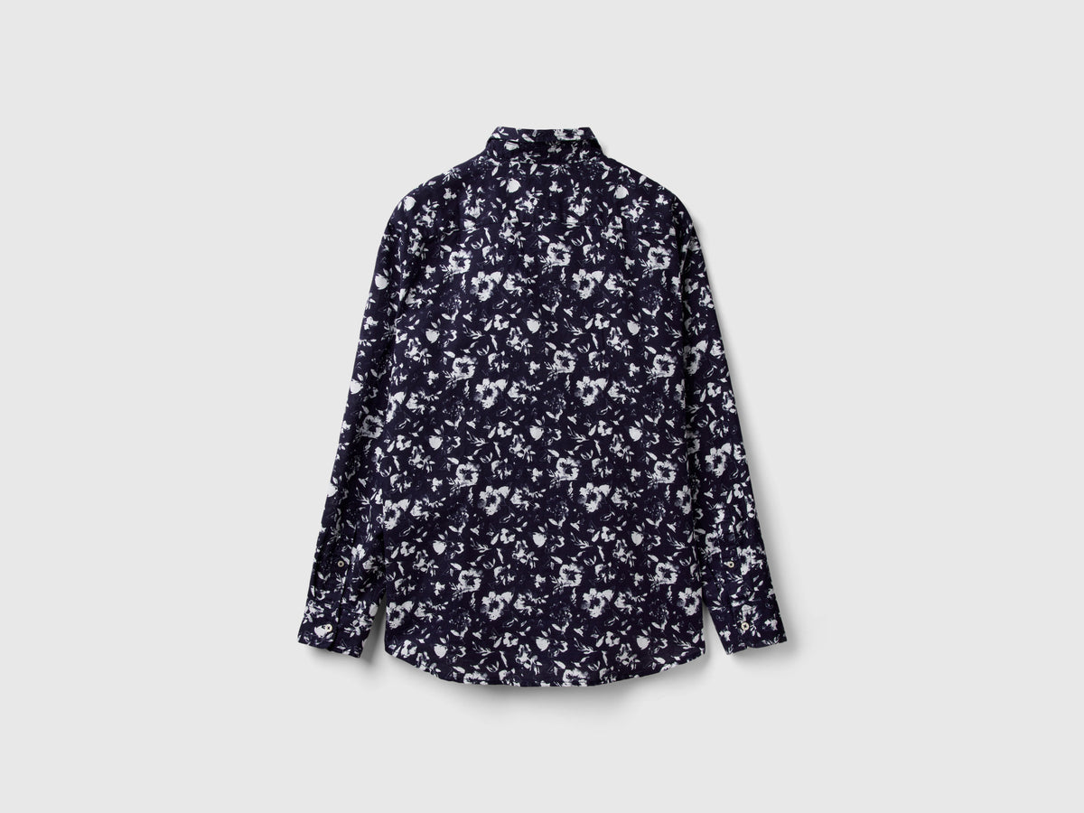 Camicia a fiori in misto lino