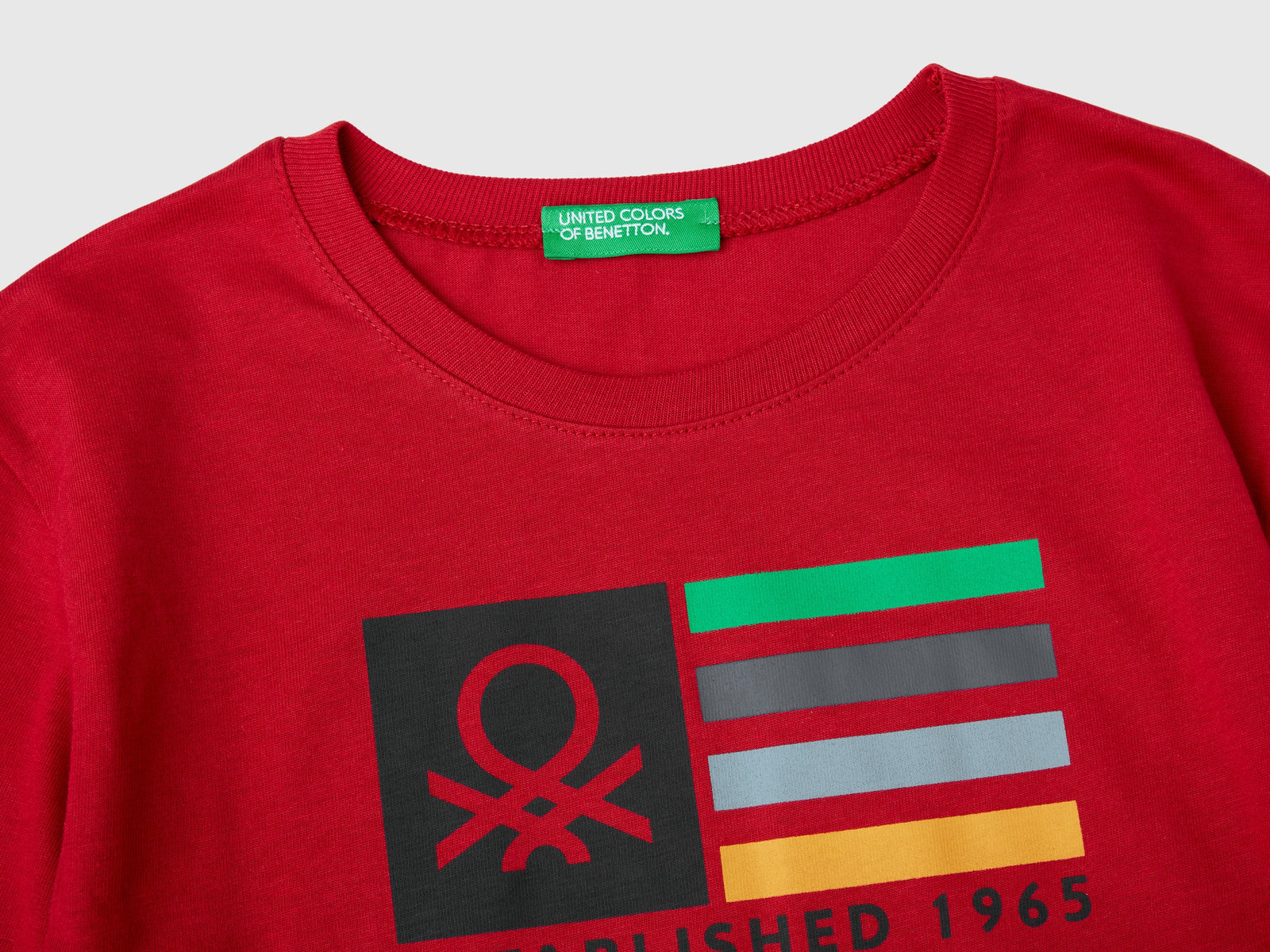 T-shirt manica lunga in cotone bio da bimbo rosso 3 | Benetton Outlet
