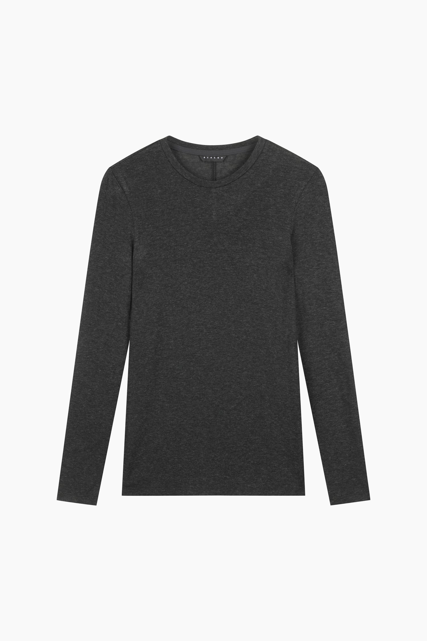 T-shirt girocollo aderente da donna grigio scuro | Sisley Outlet