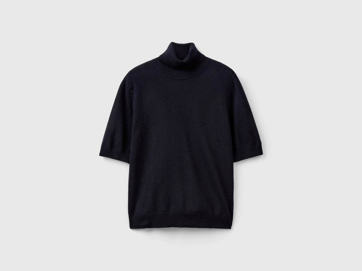 Dolcevita a manica corta in misto cashmere