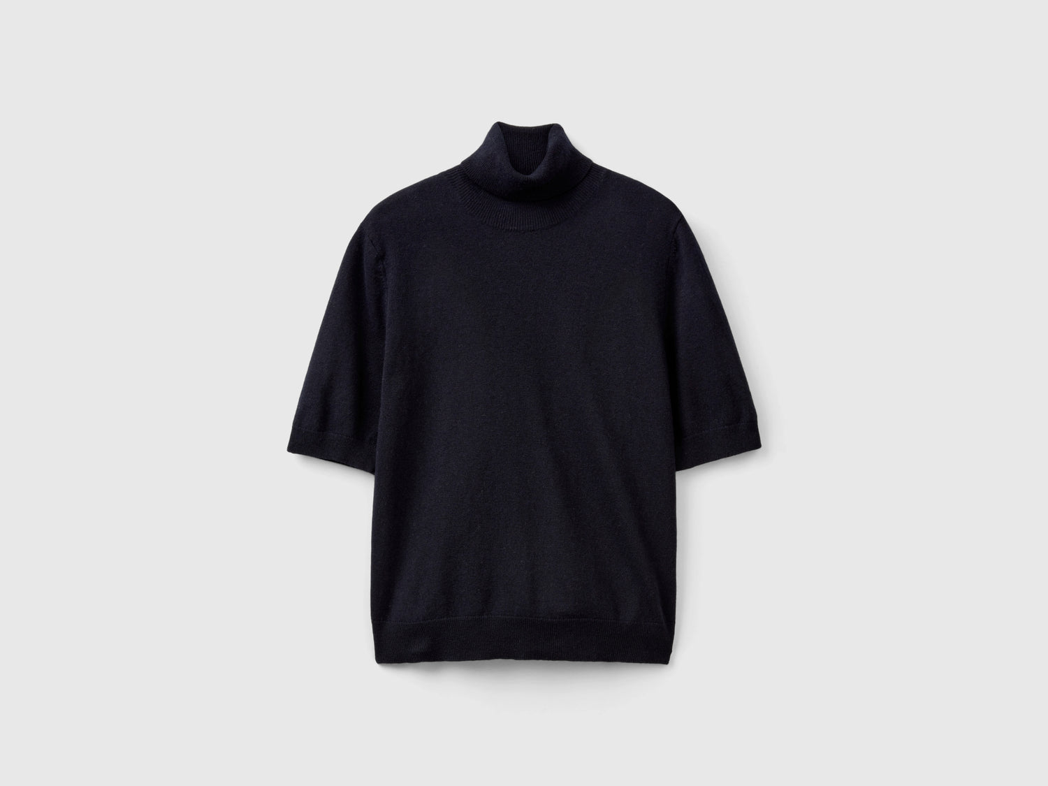 Dolcevita a manica corta in misto cashmere da donna blu scuro | Benetton Outlet