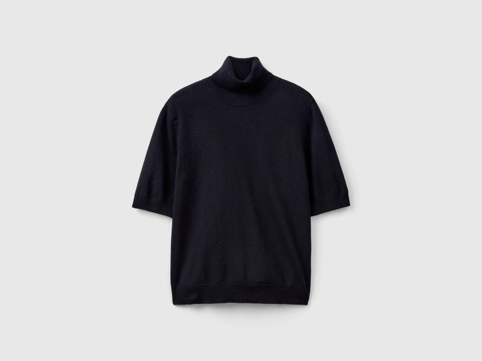 Dolcevita a manica corta in misto cashmere da donna blu scuro | Benetton Outlet