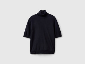 Dolcevita a manica corta in misto cashmere