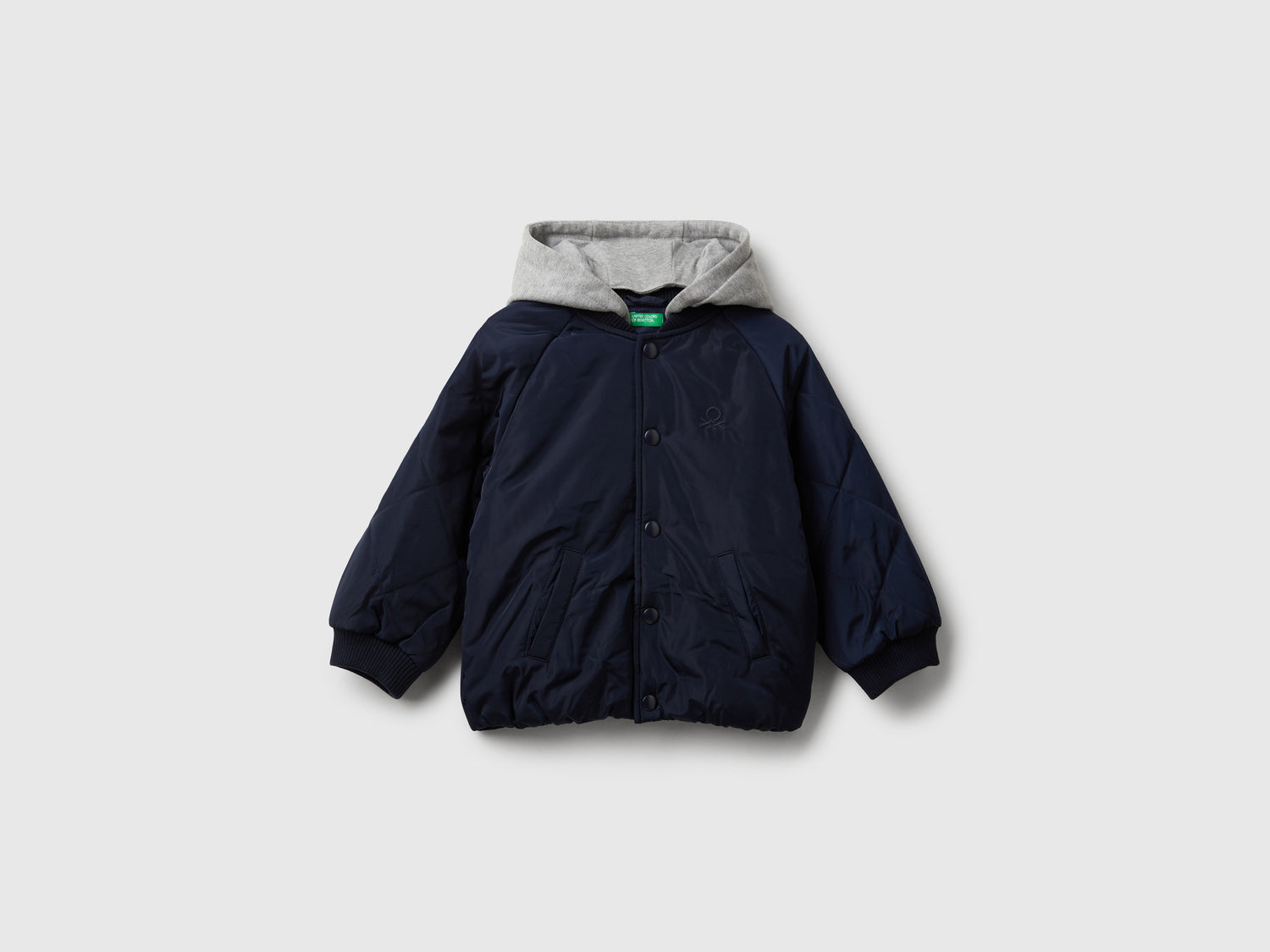 Giubbino bomber con cappuccio staccabile da bimbo blu scuro | Benetton Outlet