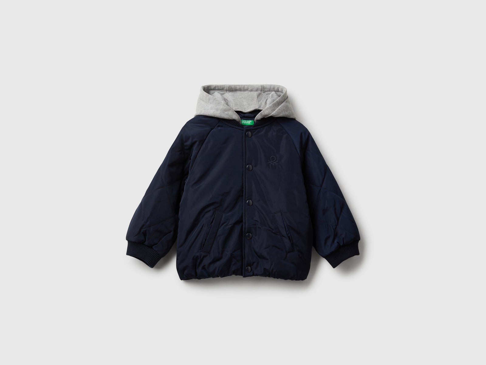 Giubbino bomber con cappuccio staccabile da bimbo blu scuro | Benetton Outlet