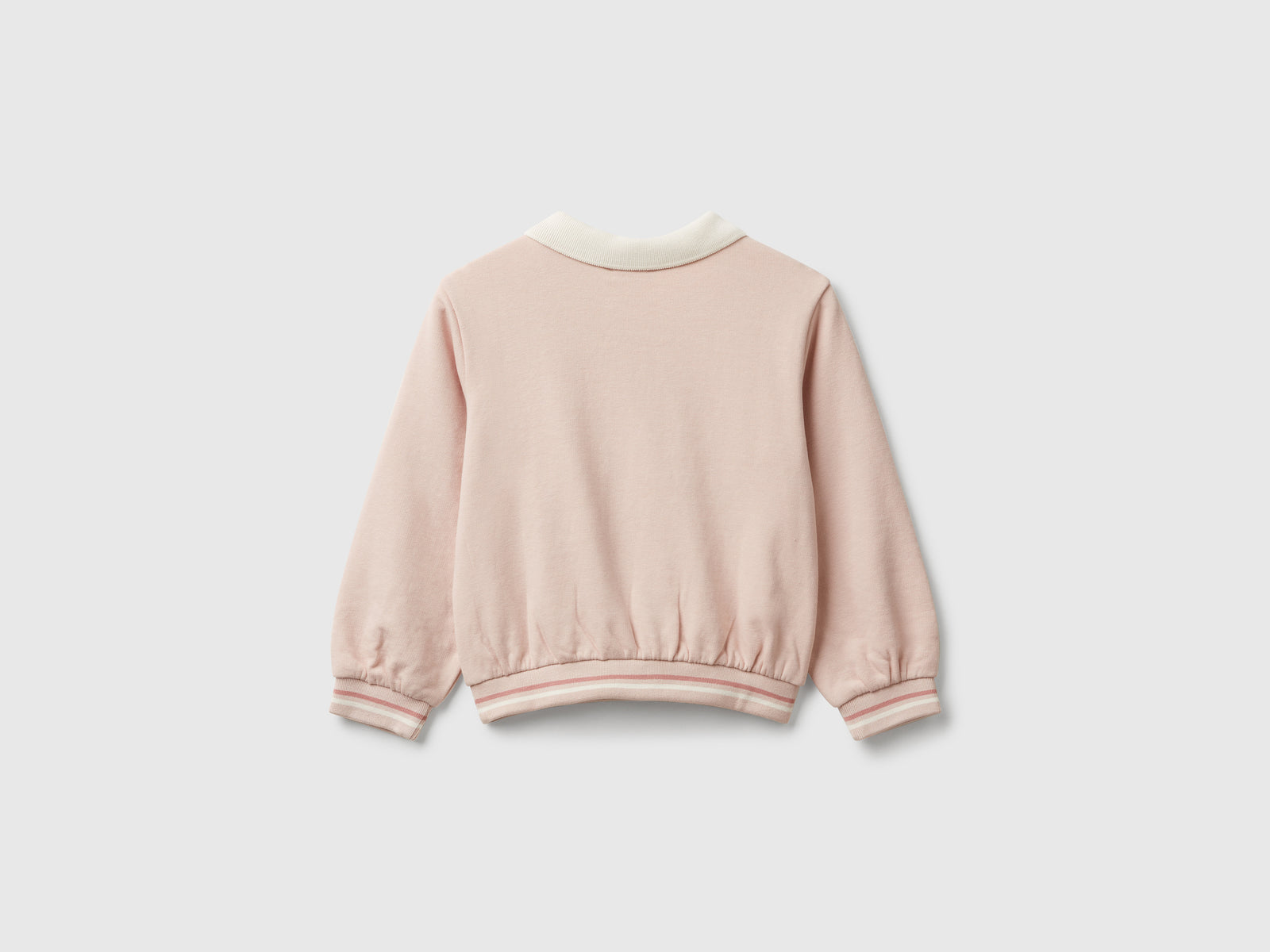 Felpa con colletto da bimba rosa tenue 2 | Benetton Outlet