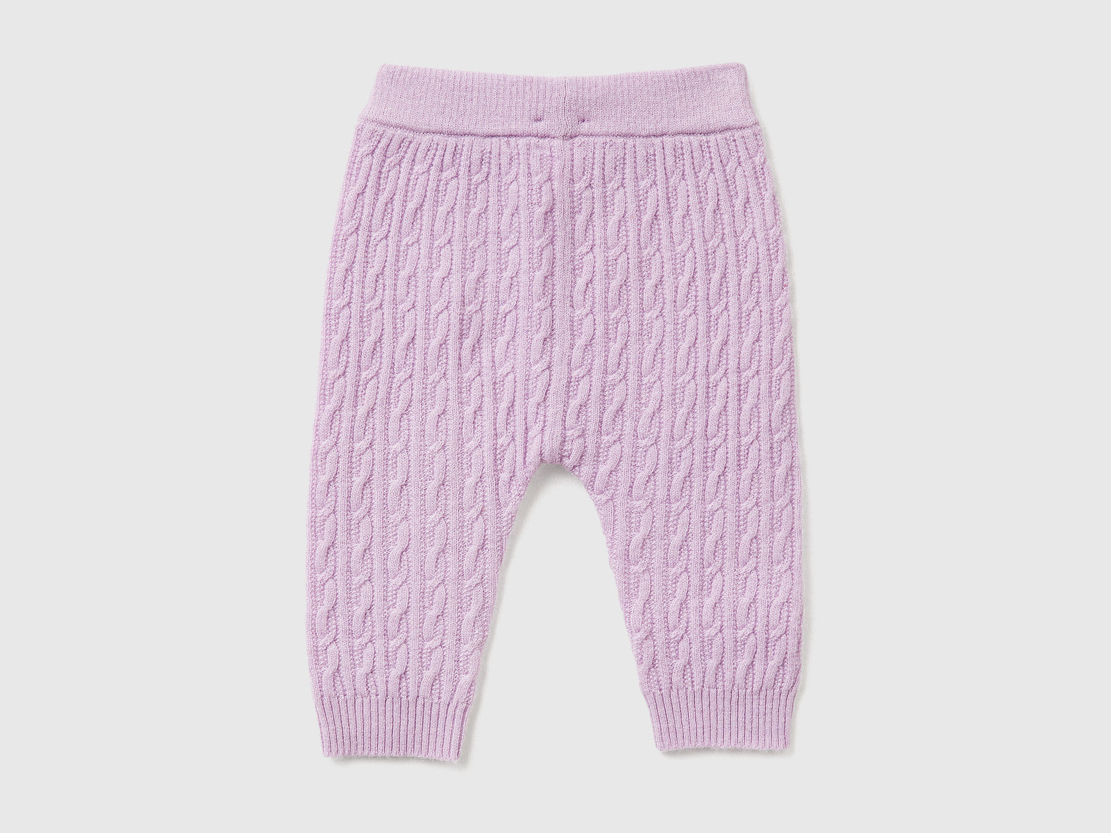 Pantaloni con trecce in misto lana da neonato lavanda 2 | Benetton Outlet
