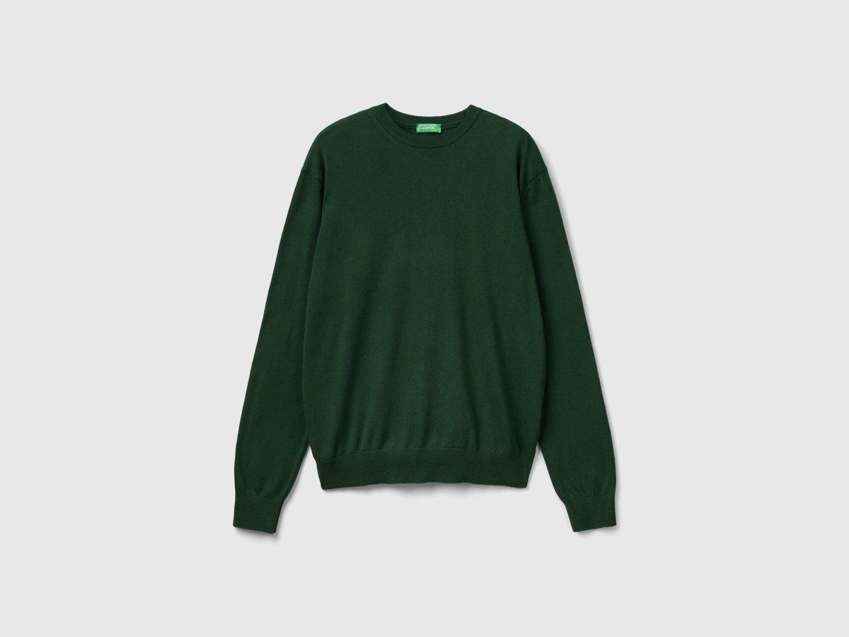 Maglia girocollo in cotone e lana
