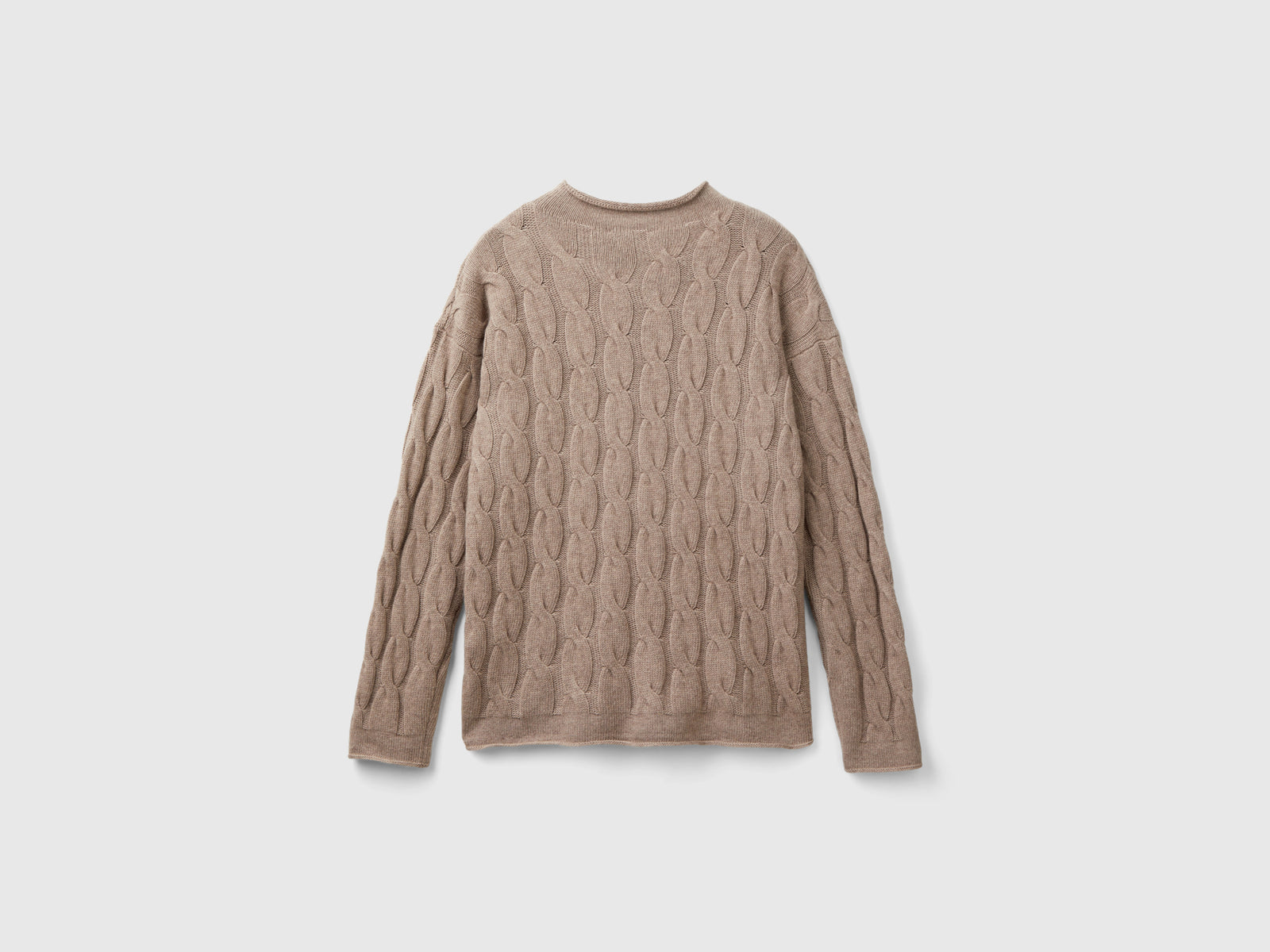 Maglia con lavorazione a trecce da donna marrone 2 | Benetton Outlet