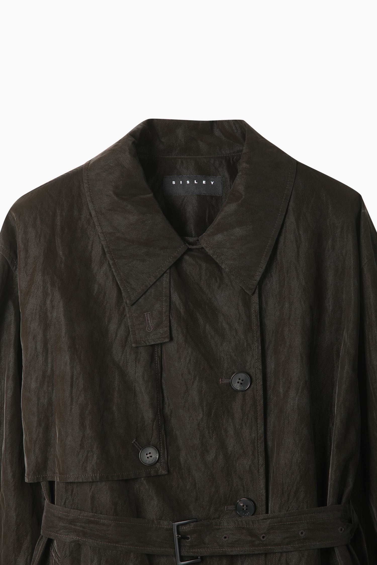 Trench effetto stropicciato da donna marrone scuro 3 | Sisley Outlet