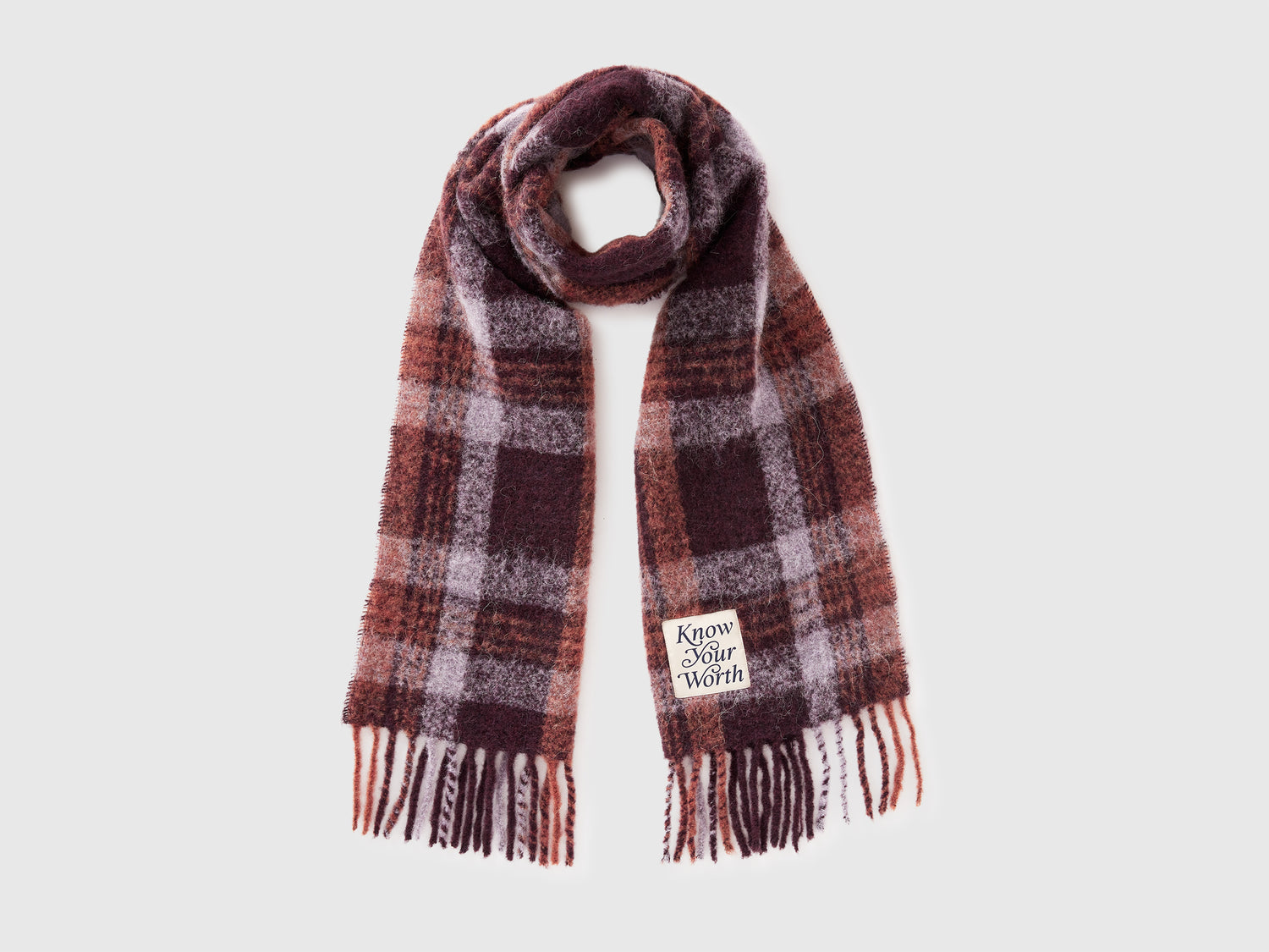 Sciarpa scozzese in misto lana e alpaca da donna bordeaux | Benetton Outlet