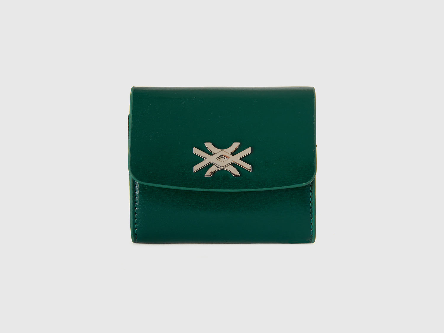 Portafoglio piccolo effetto vernice da donna verde scuro | Benetton Outlet