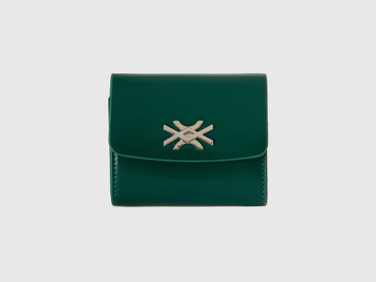 Portafoglio piccolo effetto vernice da donna verde scuro | Benetton Outlet