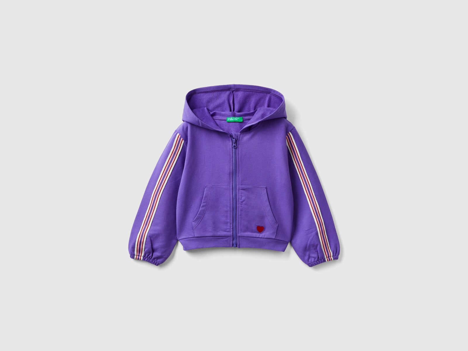 Felpa cropped con dettagli a righe da bimba viola | Benetton Outlet