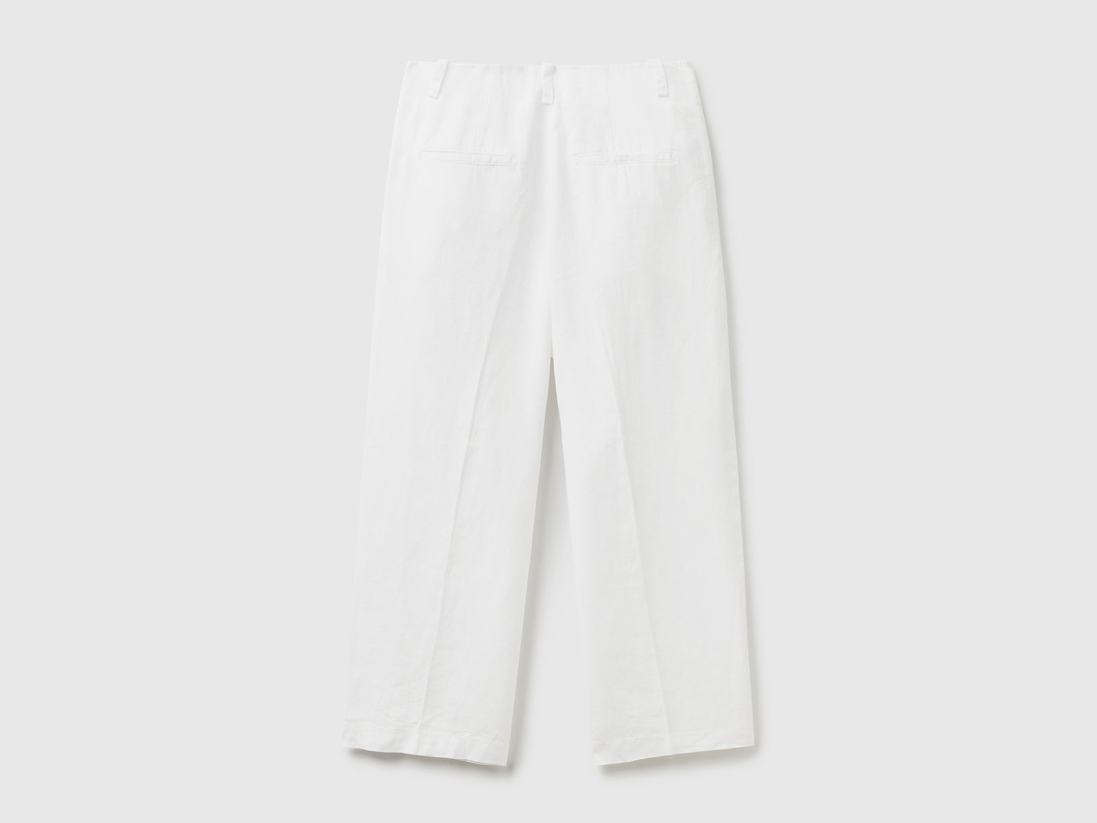 Pantaloni ampi in puro lino da donna bianco 2 | Benetton Outlet