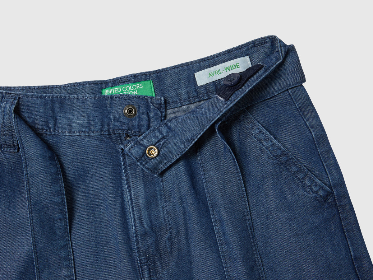 Pantaloni wide fit in chambray