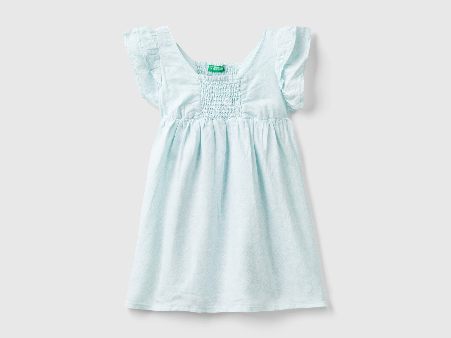 Abito fantasia in misto lino da bimba azzurro | Benetton Outlet