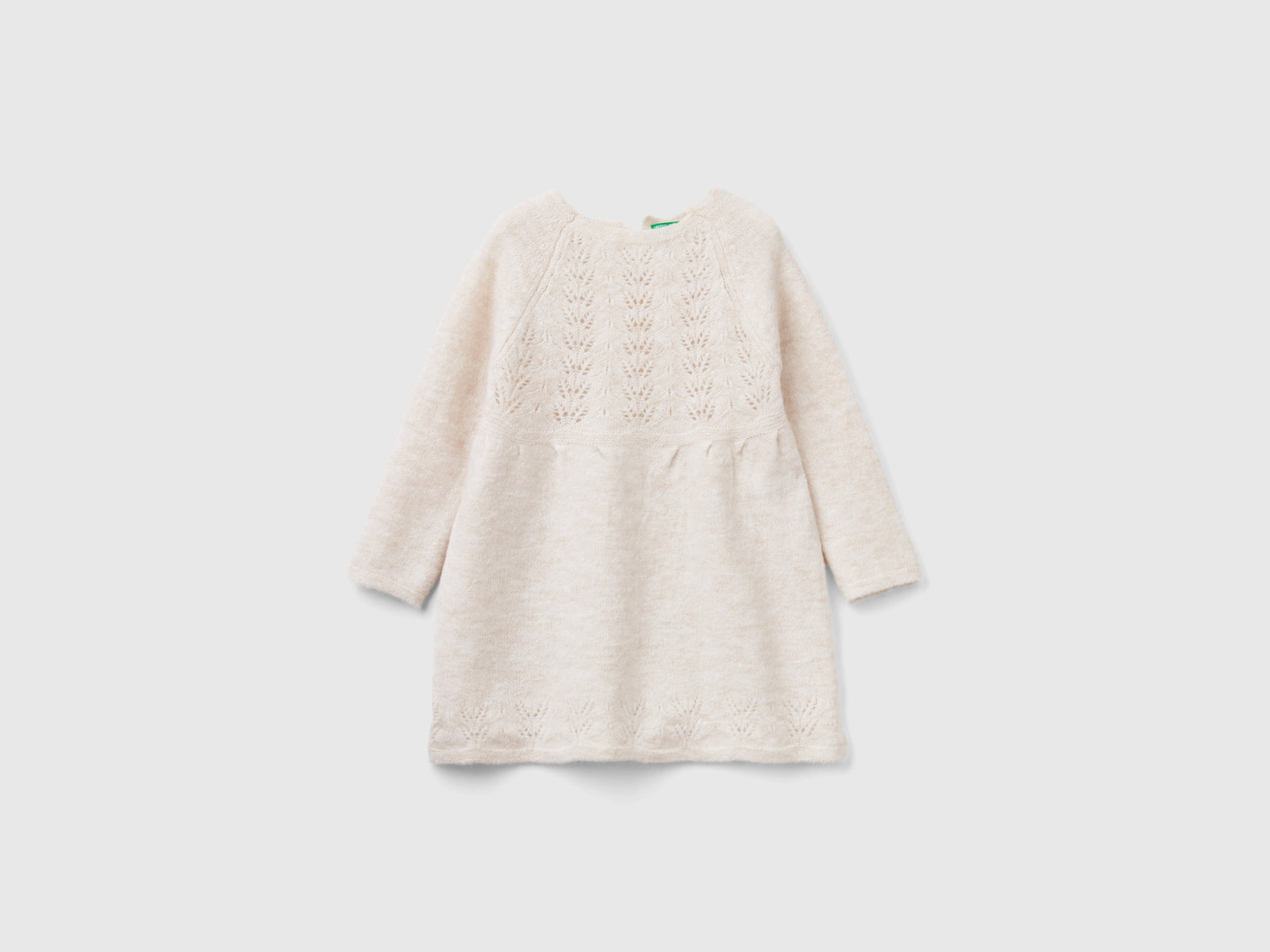 Abito in maglia con pizzo da bimba bianco panna | Benetton Outlet
