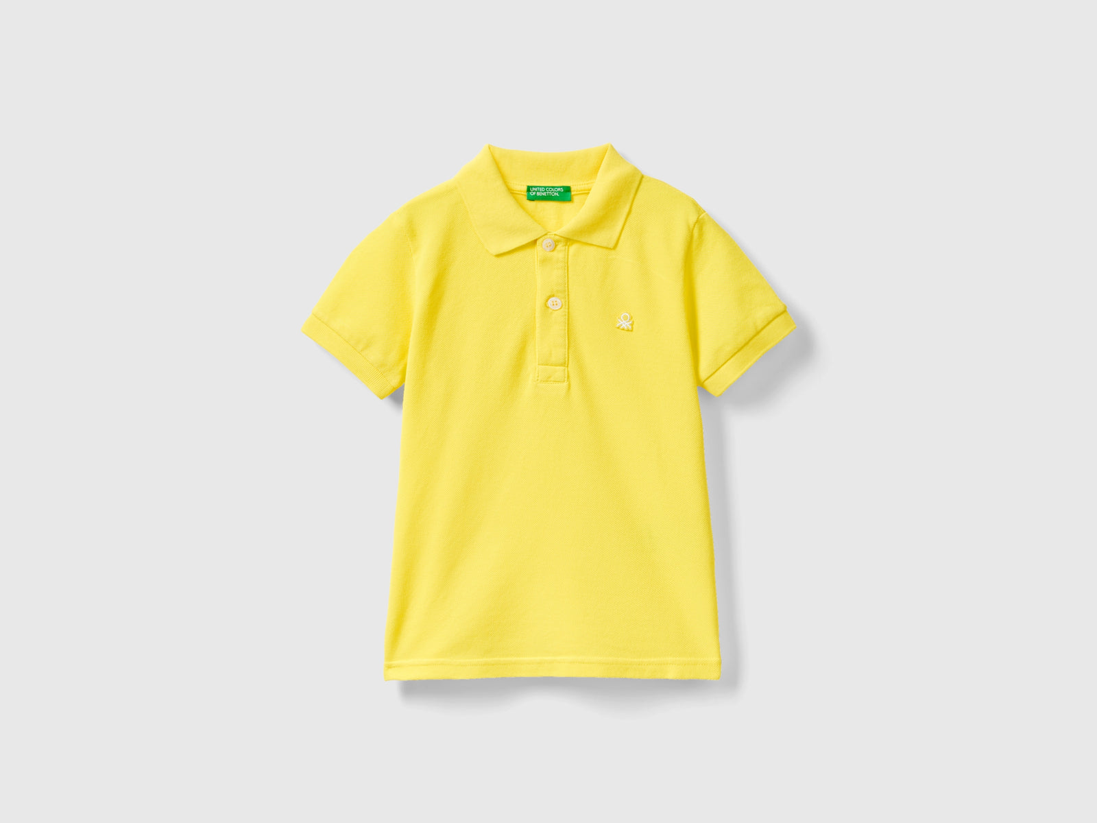 Polo manica corta in cotone da bimbo giallo | Benetton Outlet