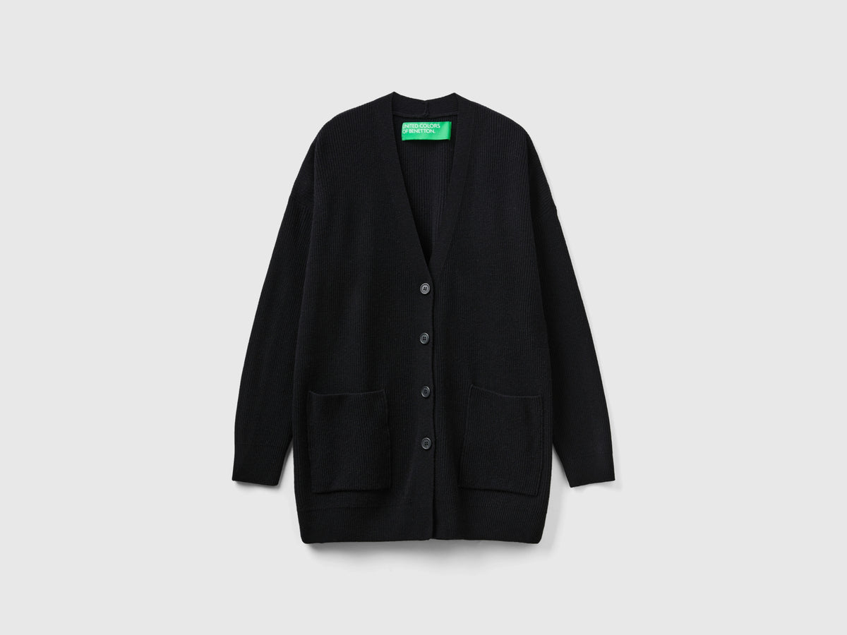 Cardigan over fit in misto lana