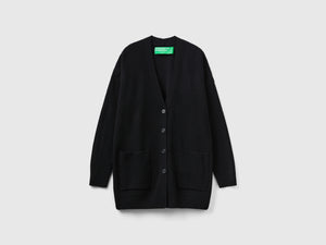 Cardigan over fit in misto lana