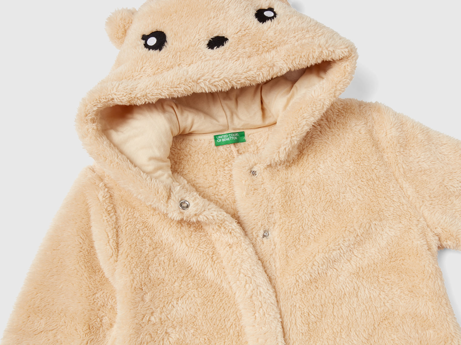 Tuta in pile con cappuccio da bambino beige 2 | Benetton Outlet