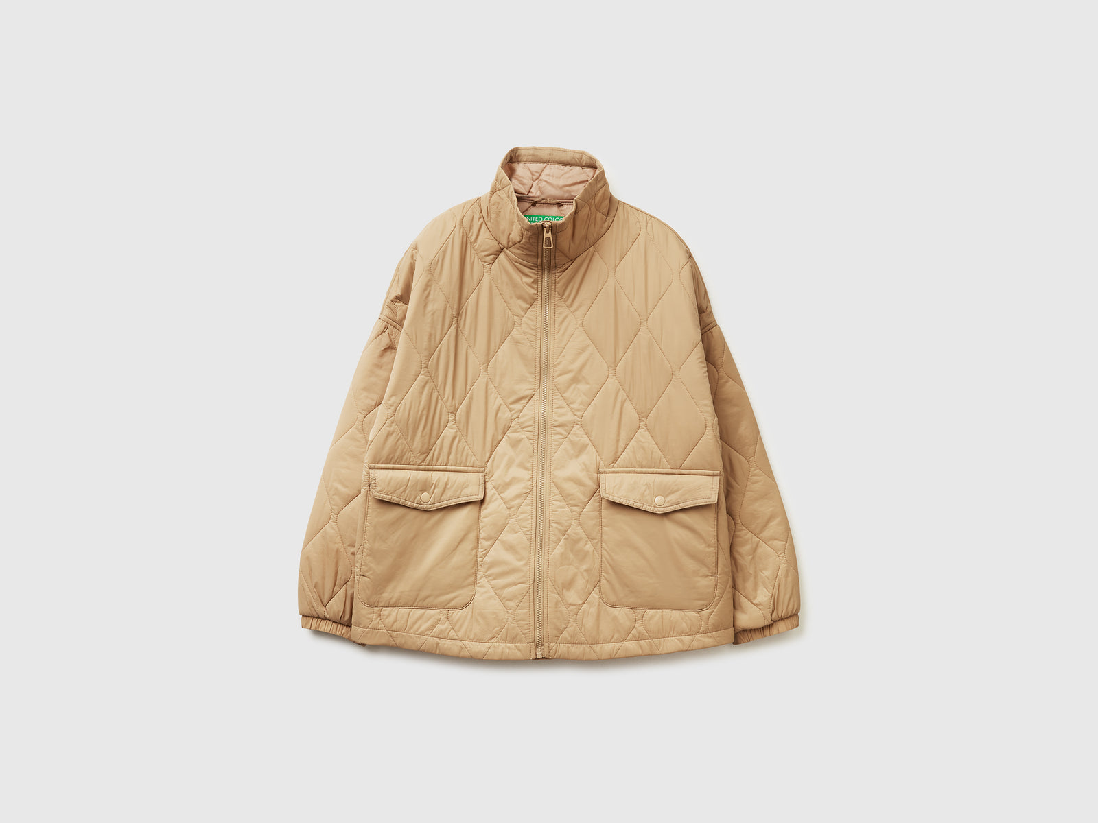 Giubbino trapuntato in nylon da donna cammello | Benetton Outlet