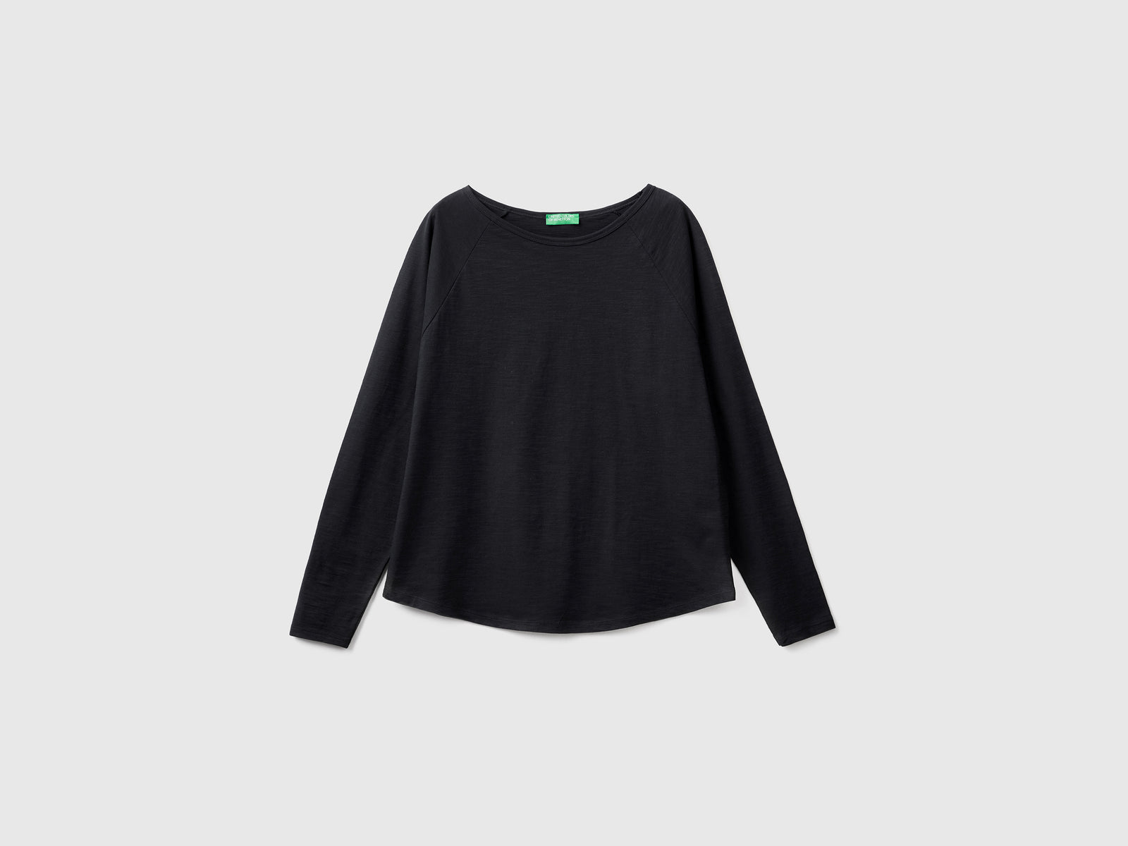 T-shirt manica lunga in puro cotone da donna nero | Benetton Outlet