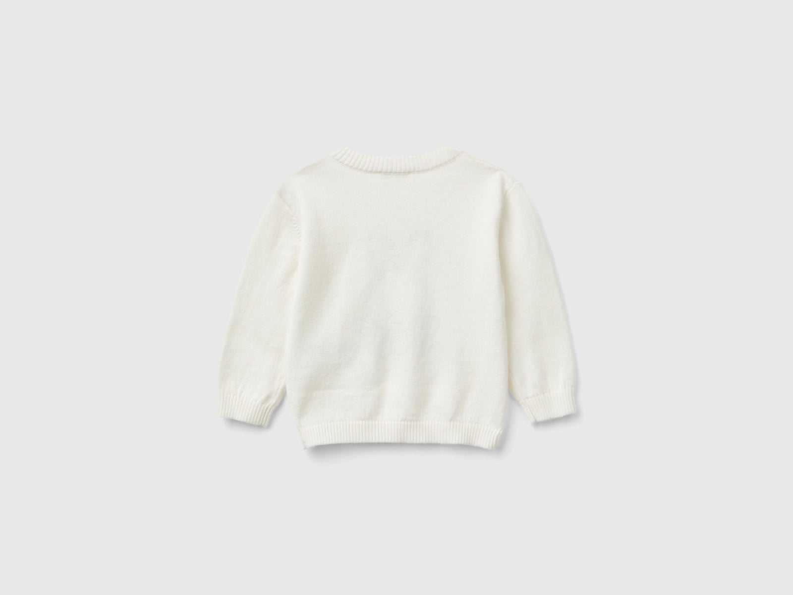 Maglia in misto lana con ricamo da neonato bianco panna 2 | Benetton Outlet