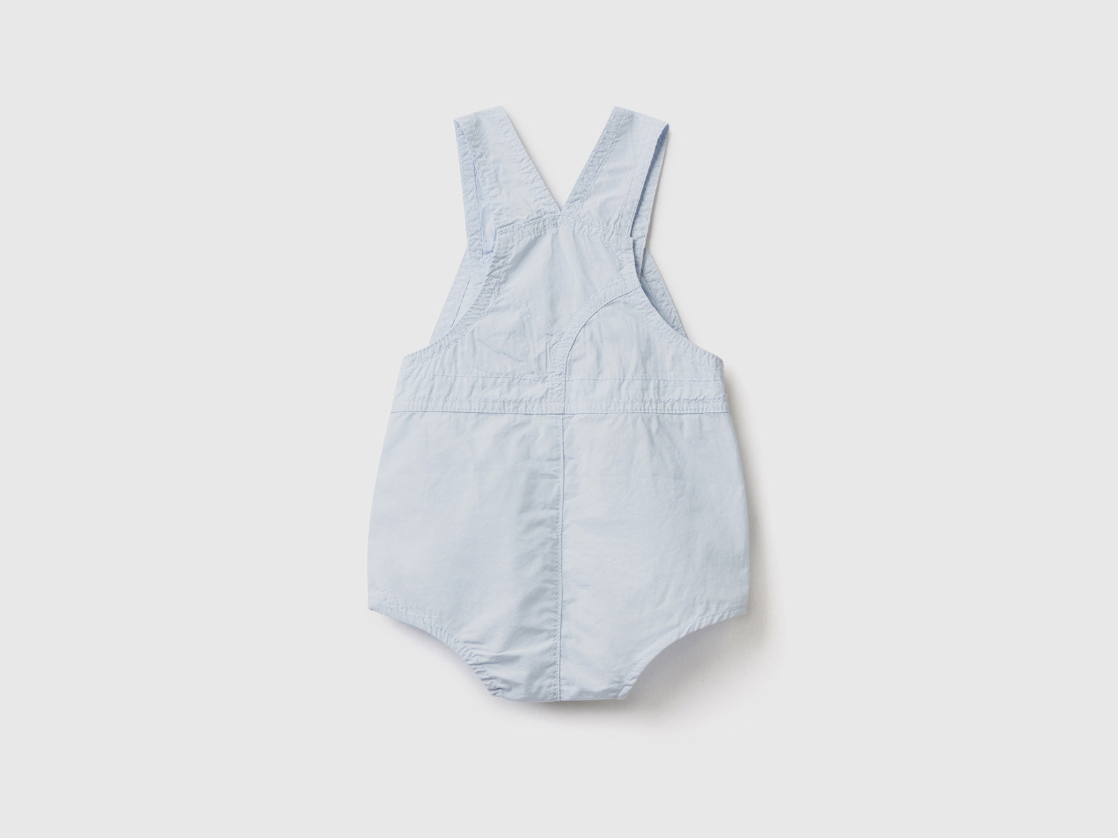 Pagliaccetto salopette in 100% cotone da neonato celeste 2 | Benetton Outlet