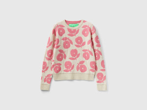 Maglia con intarsi floreali