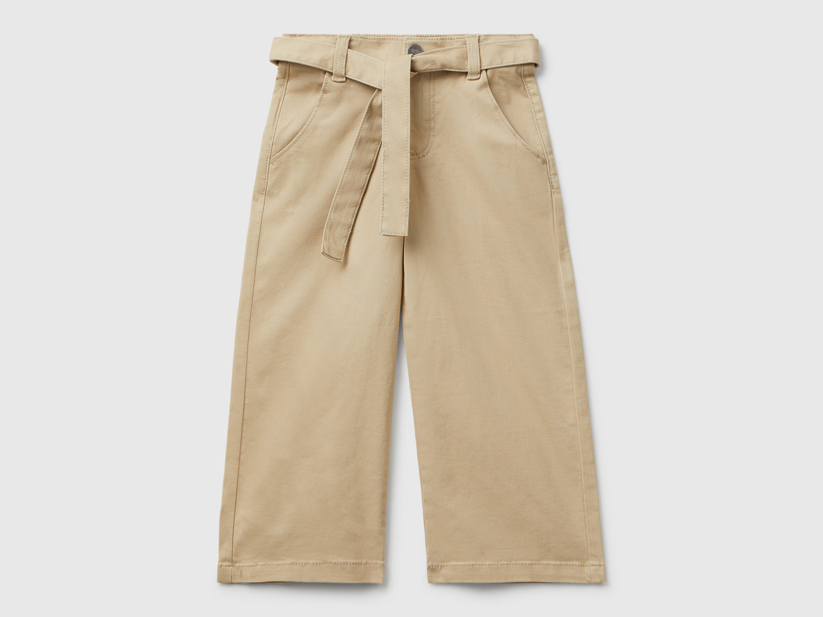 Pantaloni wide fit con fusciacca da bimba tortora | Benetton Outlet