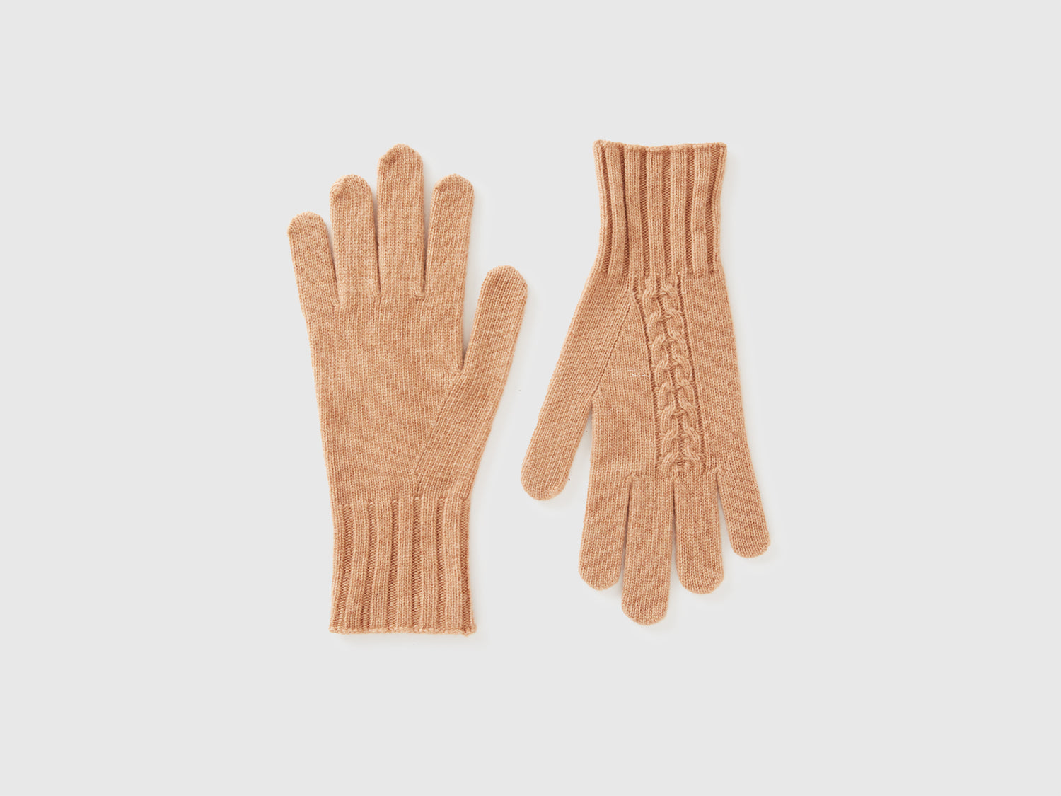 Guanti con lavorazione treccia da donna cammello | Benetton Outlet